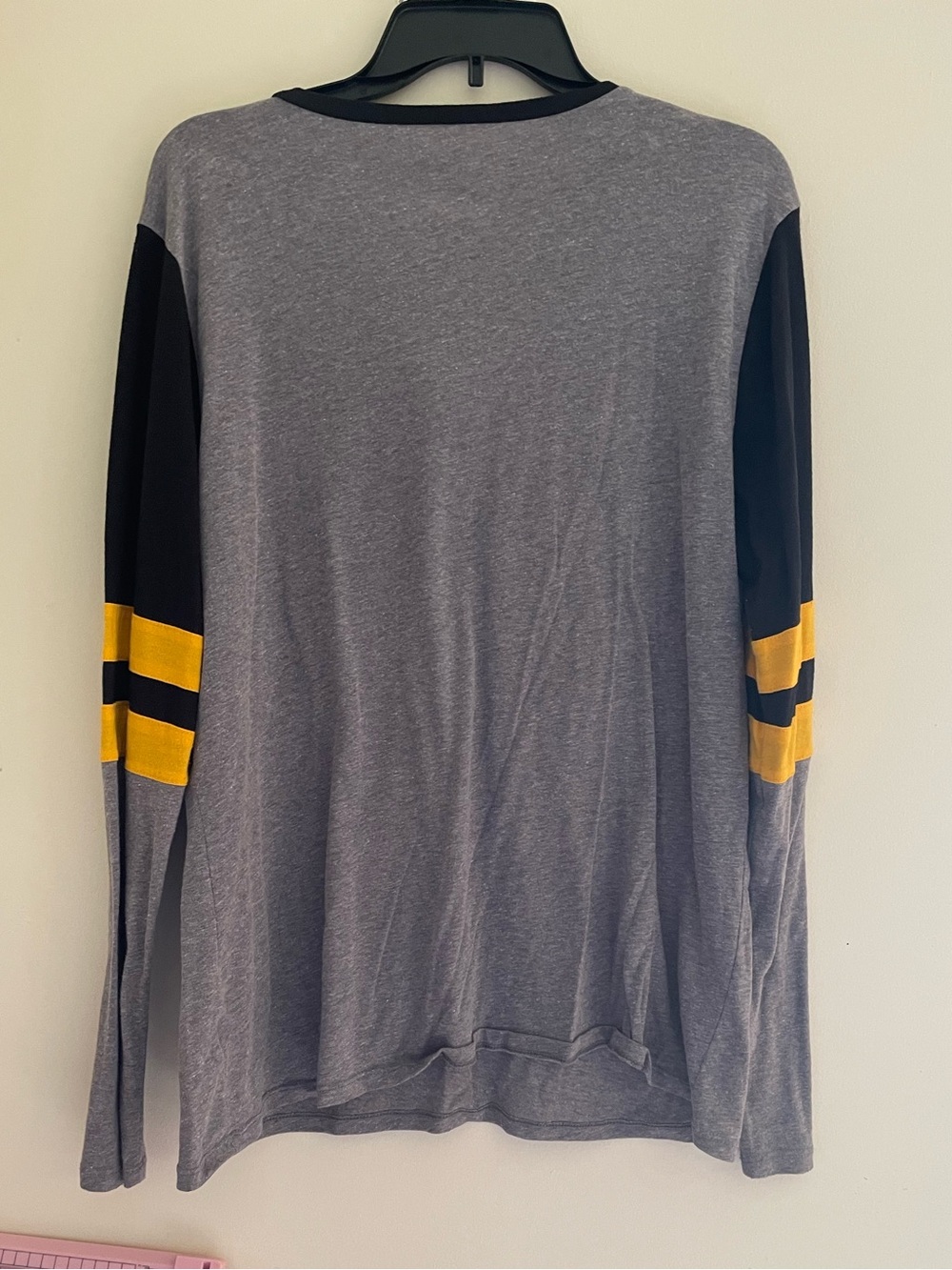 NFL Pittsburgh Steelers Gray Lace-Up Long Sleeve Top with Black & Gold Accents - Picture 3 of 3
